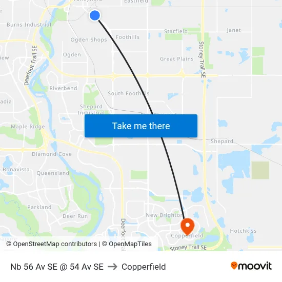Nb 56 Av SE @ 54 Av SE to Copperfield map