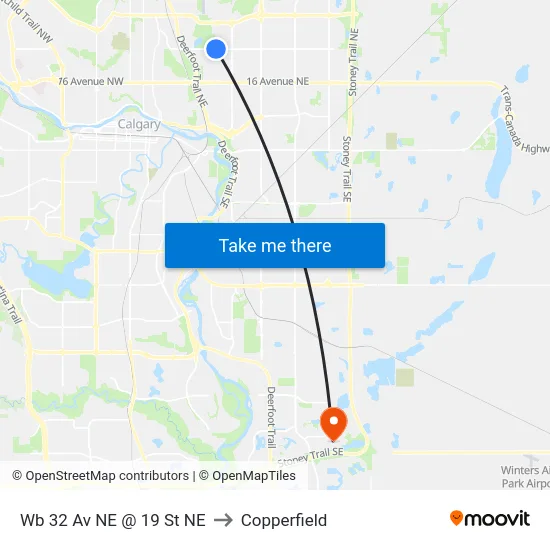 Wb 32 Av NE @ 19 St NE to Copperfield map