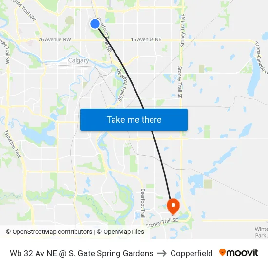 Wb 32 Av NE @ S. Gate Spring Gardens to Copperfield map