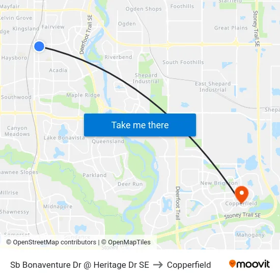 Sb Bonaventure Dr @ Heritage Dr SE to Copperfield map