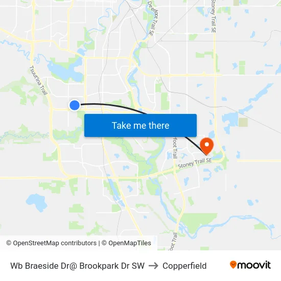 Wb Braeside Dr@ Brookpark Dr SW to Copperfield map