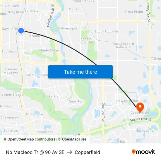 Nb Macleod Tr @ 90 Av SE to Copperfield map