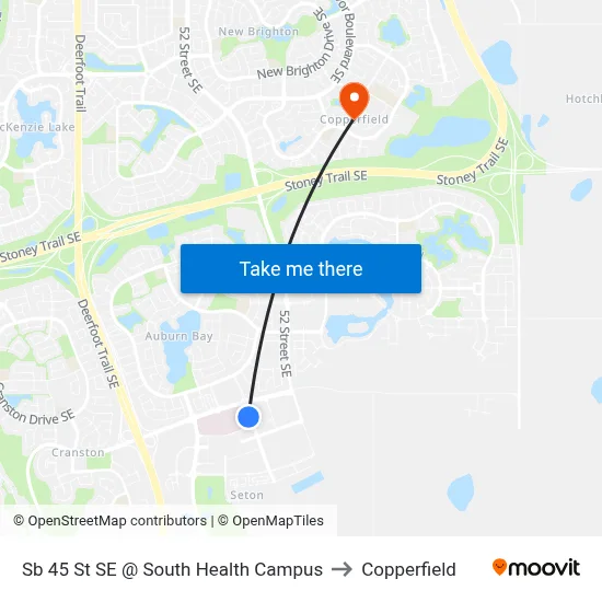 Sb 45 St SE @ South Health Campus to Copperfield map
