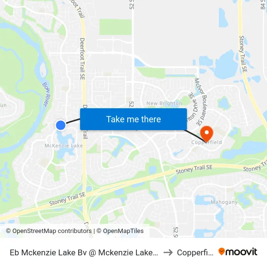 Eb Mckenzie Lake Bv @ Mckenzie Lake Wy SE to Copperfield map