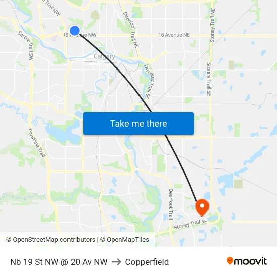 Nb 19 St NW @ 20 Av NW to Copperfield map