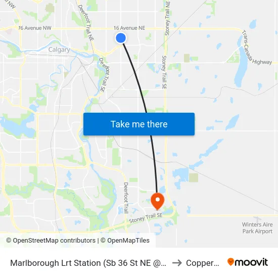 Marlborough Lrt Station (Sb 36 St NE @ 8 Av Ne) to Copperfield map