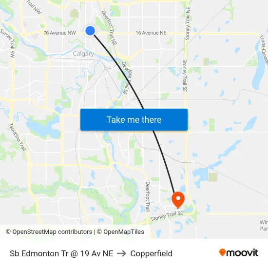 Sb Edmonton Tr @ 19 Av NE to Copperfield map