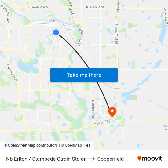 Nb Erlton / Stampede Ctrain Staion to Copperfield map