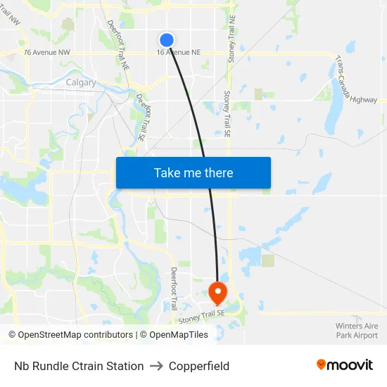 Nb Rundle Ctrain Station to Copperfield map