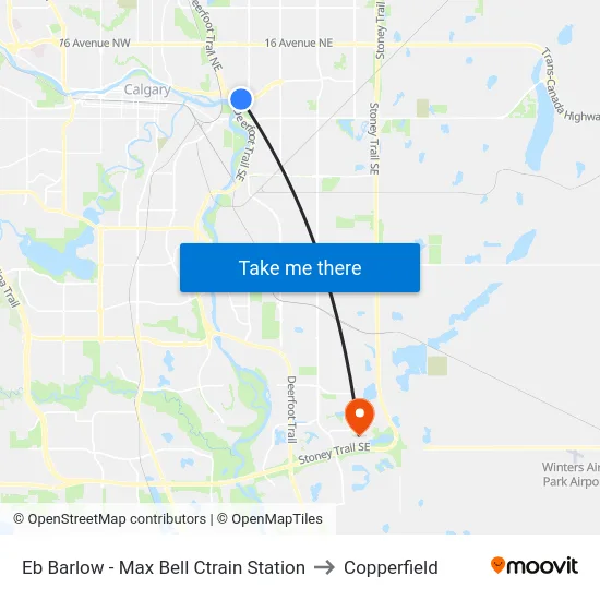 Eb Barlow - Max Bell Ctrain Station to Copperfield map