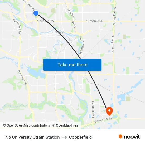 Nb University Ctrain Station to Copperfield map
