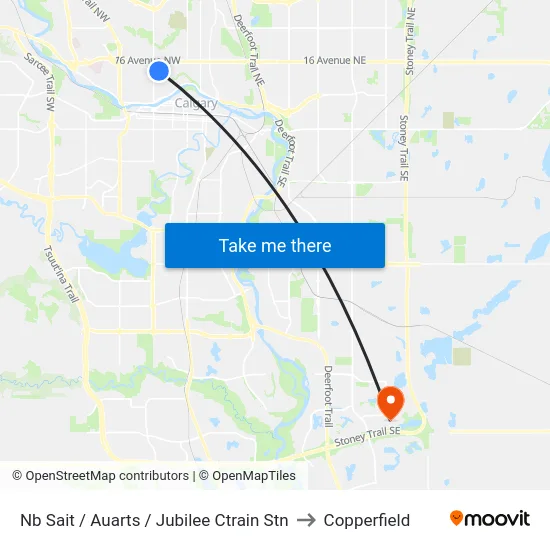 Nb Sait / Auarts / Jubilee Ctrain Stn to Copperfield map