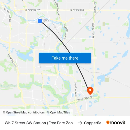 Wb 7 Street SW Station (Free Fare Zone) to Copperfield map