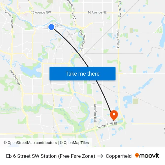 Eb 6 Street SW Station (Free Fare Zone) to Copperfield map
