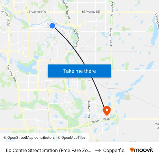 Eb Centre Street Station (Free Fare Zone) to Copperfield map