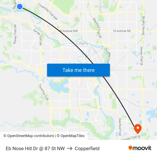 Eb Nose Hill Dr @ 87 St NW to Copperfield map