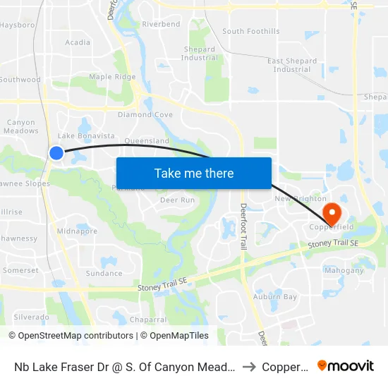 Nb Lake Fraser Dr @ S. Of Canyon Meadows  Lrt Stn to Copperfield map