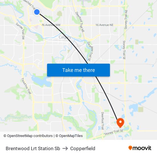Brentwood Lrt Station Sb to Copperfield map