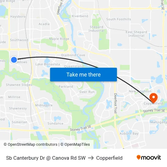 Sb Canterbury Dr @ Canova Rd SW to Copperfield map