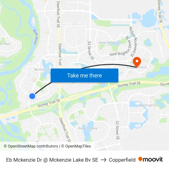 Eb Mckenzie Dr @ Mckenzie Lake Bv SE to Copperfield map