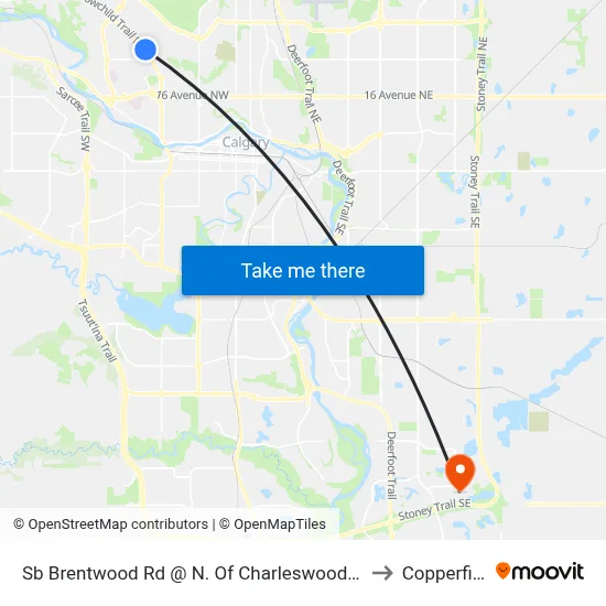 Sb Brentwood Rd @ N. Of Charleswood Dr NW to Copperfield map