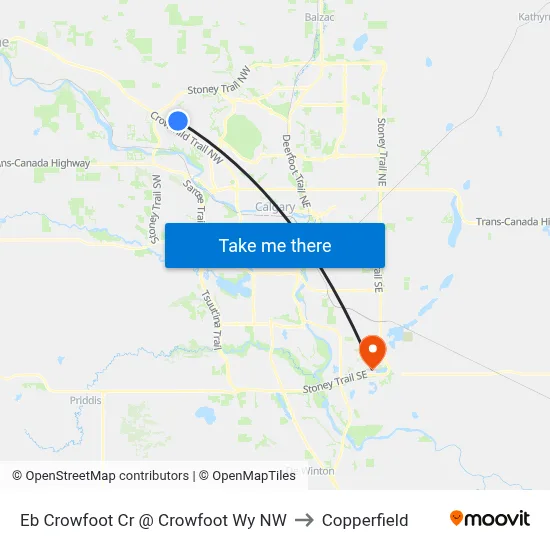 Eb Crowfoot Cr @ Crowfoot Wy NW to Copperfield map