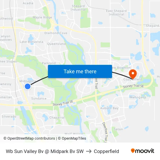 Wb Sun Valley Bv @ Midpark Bv SW to Copperfield map