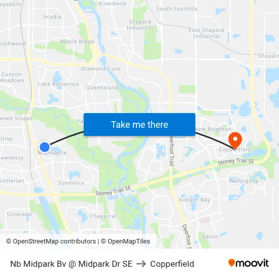 Nb Midpark Bv @ Midpark Dr SE to Copperfield map