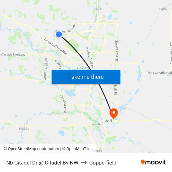 Nb Citadel Dr @ Citadel Bv NW to Copperfield map