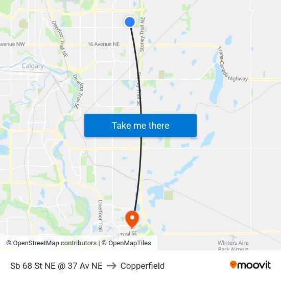 Sb 68 St NE @ 37 Av NE to Copperfield map