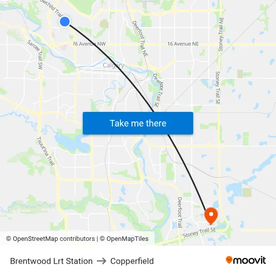 Brentwood Lrt Station to Copperfield map