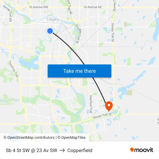 Sb 4 St SW @ 23 Av SW to Copperfield map