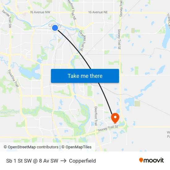 Sb 1 St SW @ 8 Av SW to Copperfield map