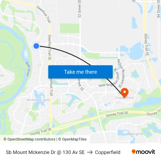 Sb Mount Mckenzie Dr @ 130 Av SE to Copperfield map
