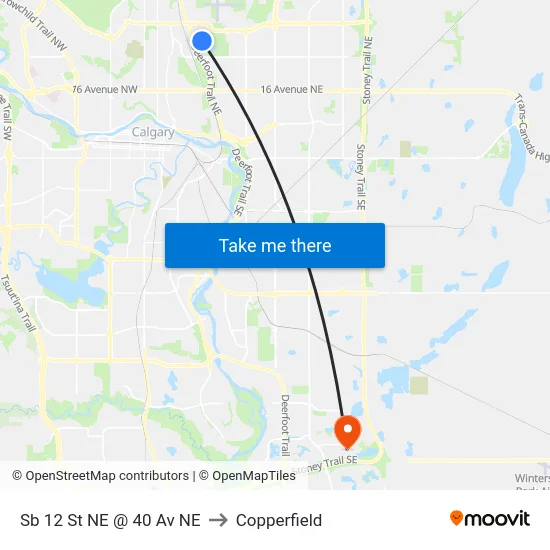 Sb 12 St NE @ 40 Av NE to Copperfield map