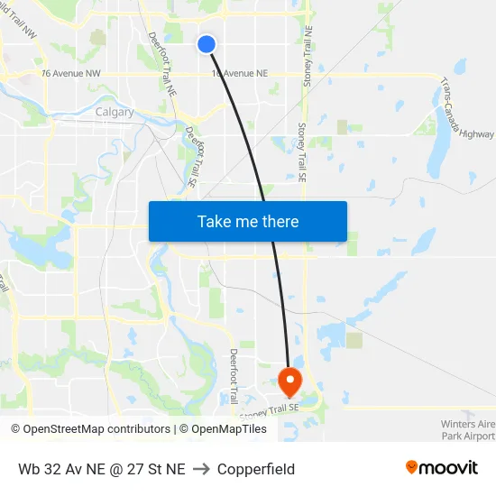 Wb 32 Av NE @ 27 St NE to Copperfield map