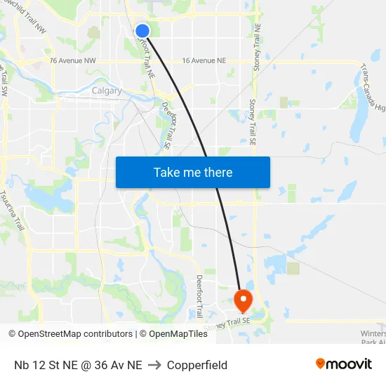 Nb 12 St NE @ 36 Av NE to Copperfield map