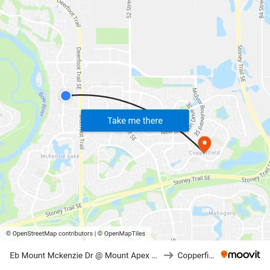 Eb Mount Mckenzie Dr @ Mount Apex Gr SE to Copperfield map