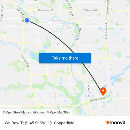 Wb Bow Tr @ 45 St SW to Copperfield map