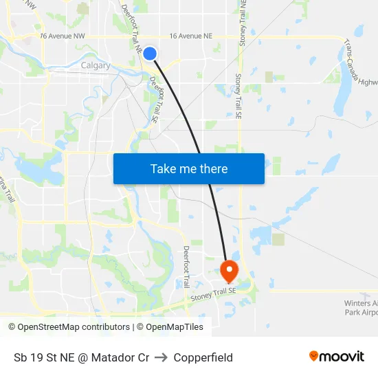 Sb 19 St NE @ Matador Cr to Copperfield map