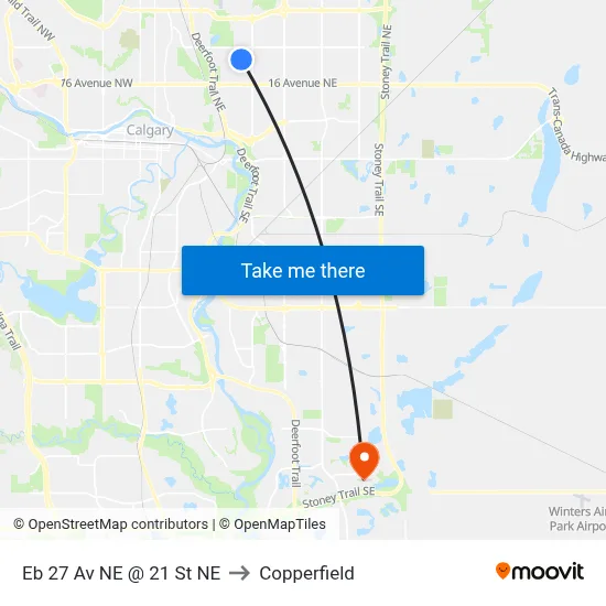 Eb 27 Av NE @ 21 St NE to Copperfield map