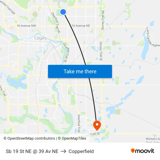 Sb 19 St NE @ 39 Av NE to Copperfield map