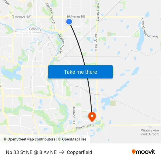 Nb 33 St NE @ 8 Av NE to Copperfield map