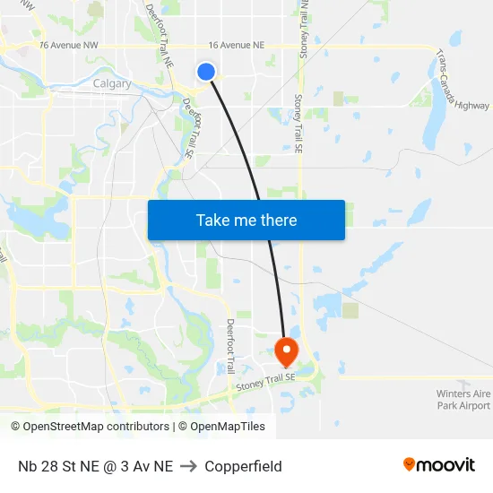 Nb 28 St NE @ 3 Av NE to Copperfield map