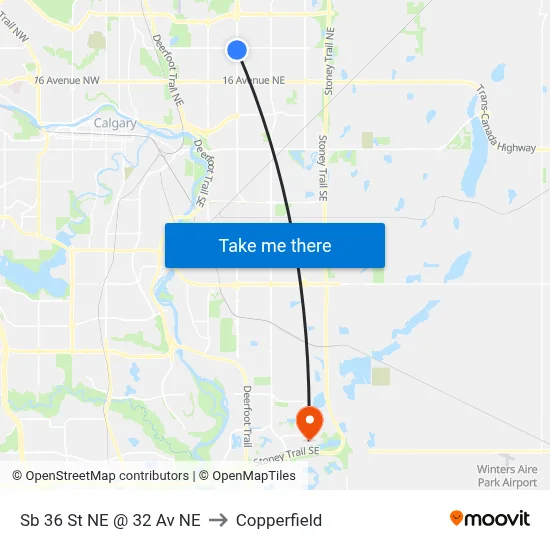Sb 36 St NE @ 32 Av NE to Copperfield map