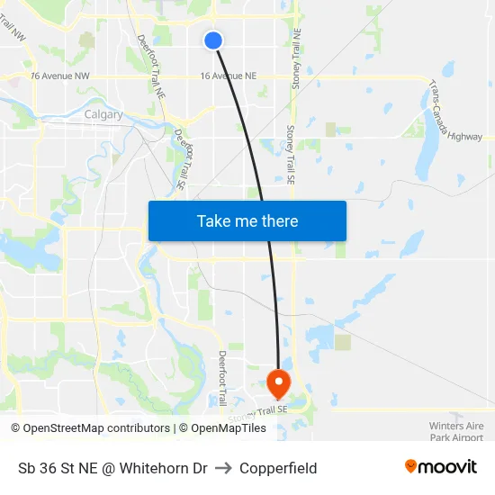 Sb 36 St NE @ Whitehorn Dr to Copperfield map