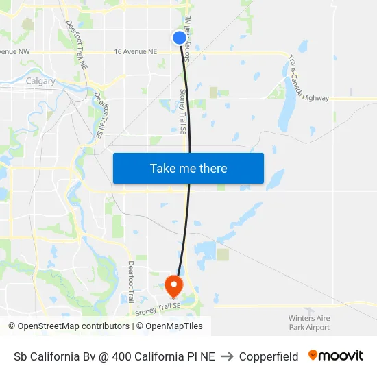 Sb California Bv @ 400 California Pl NE to Copperfield map