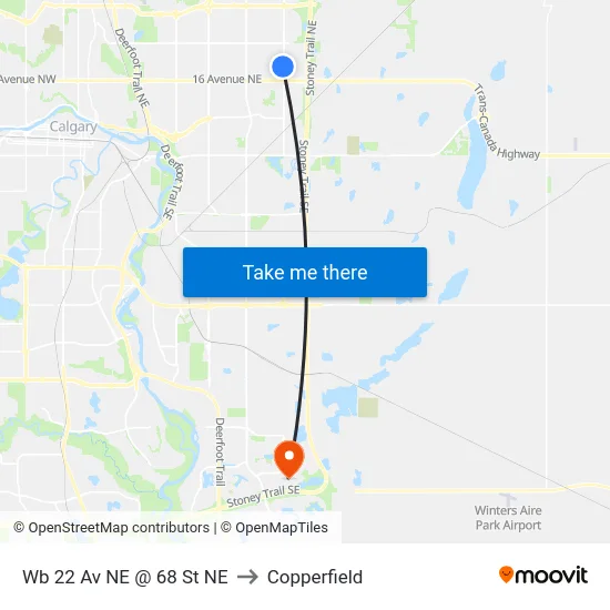 Wb 22 Av NE @ 68 St NE to Copperfield map