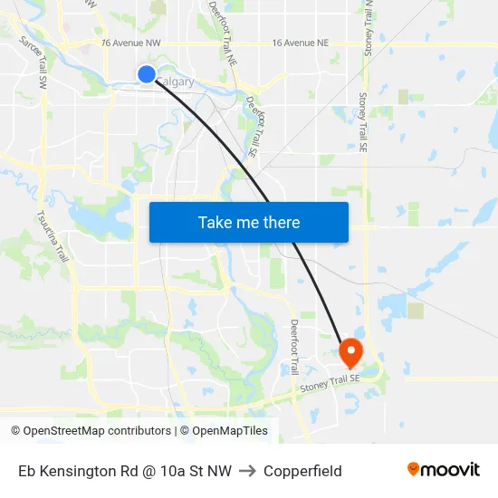 Eb Kensington Rd @ 10a St NW to Copperfield map
