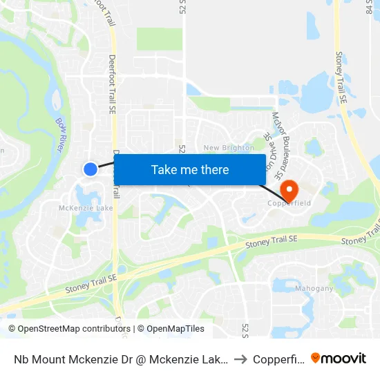 Nb Mount Mckenzie Dr @ Mckenzie Lake Bv SE to Copperfield map